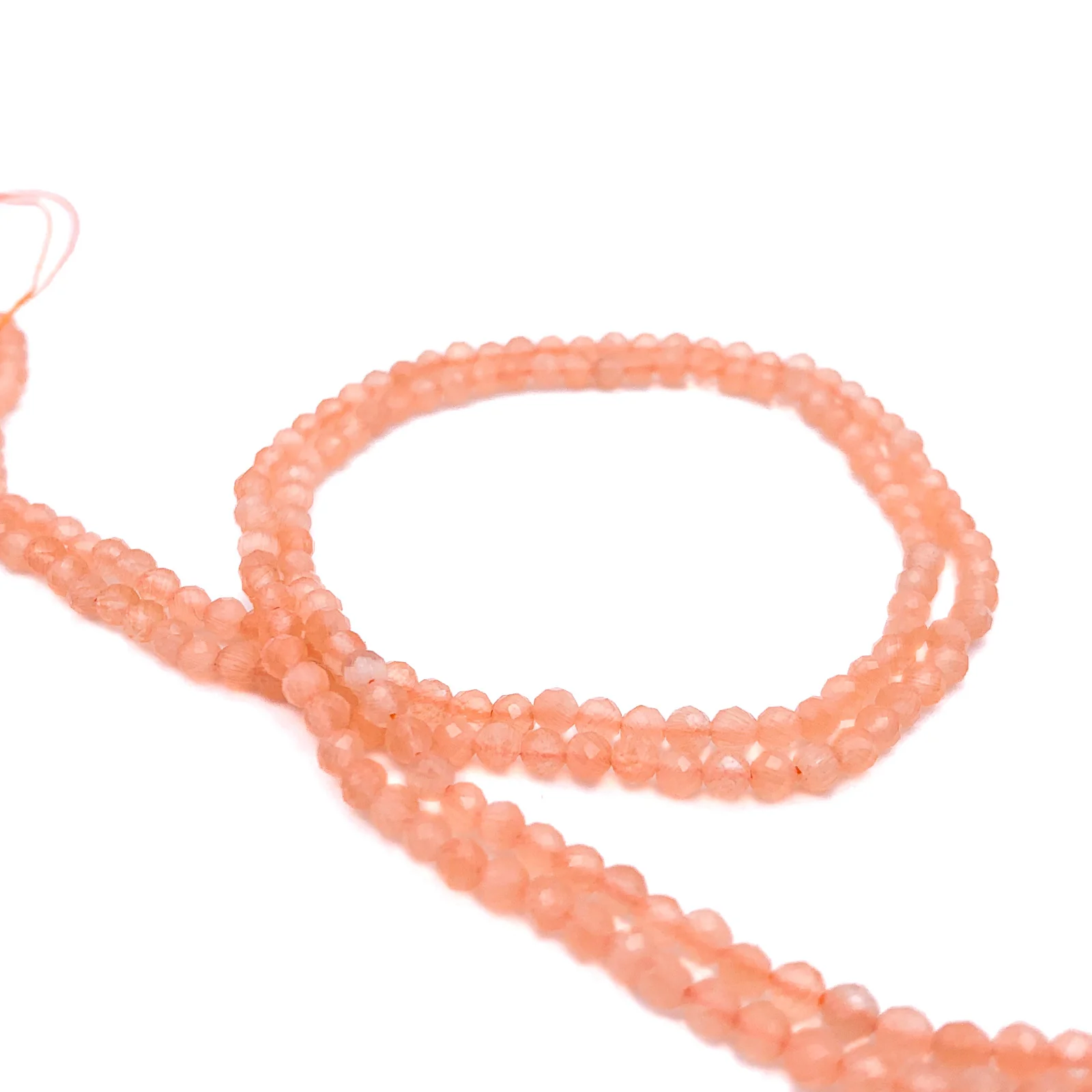 Moonstone Peach 3mm Faceted Round Bead Strand - Image 4
