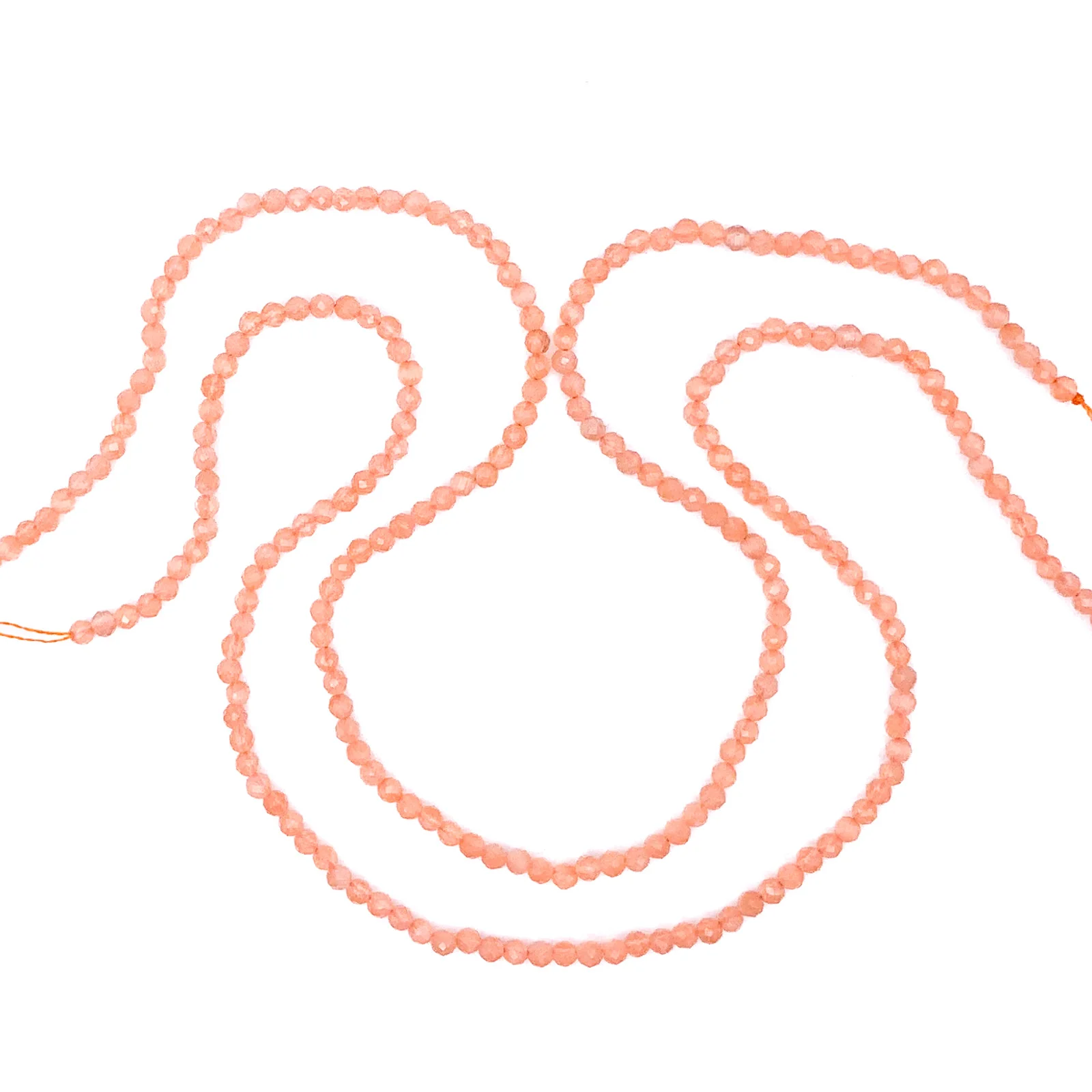 Moonstone Peach 3mm Faceted Round Bead Strand - Image 5