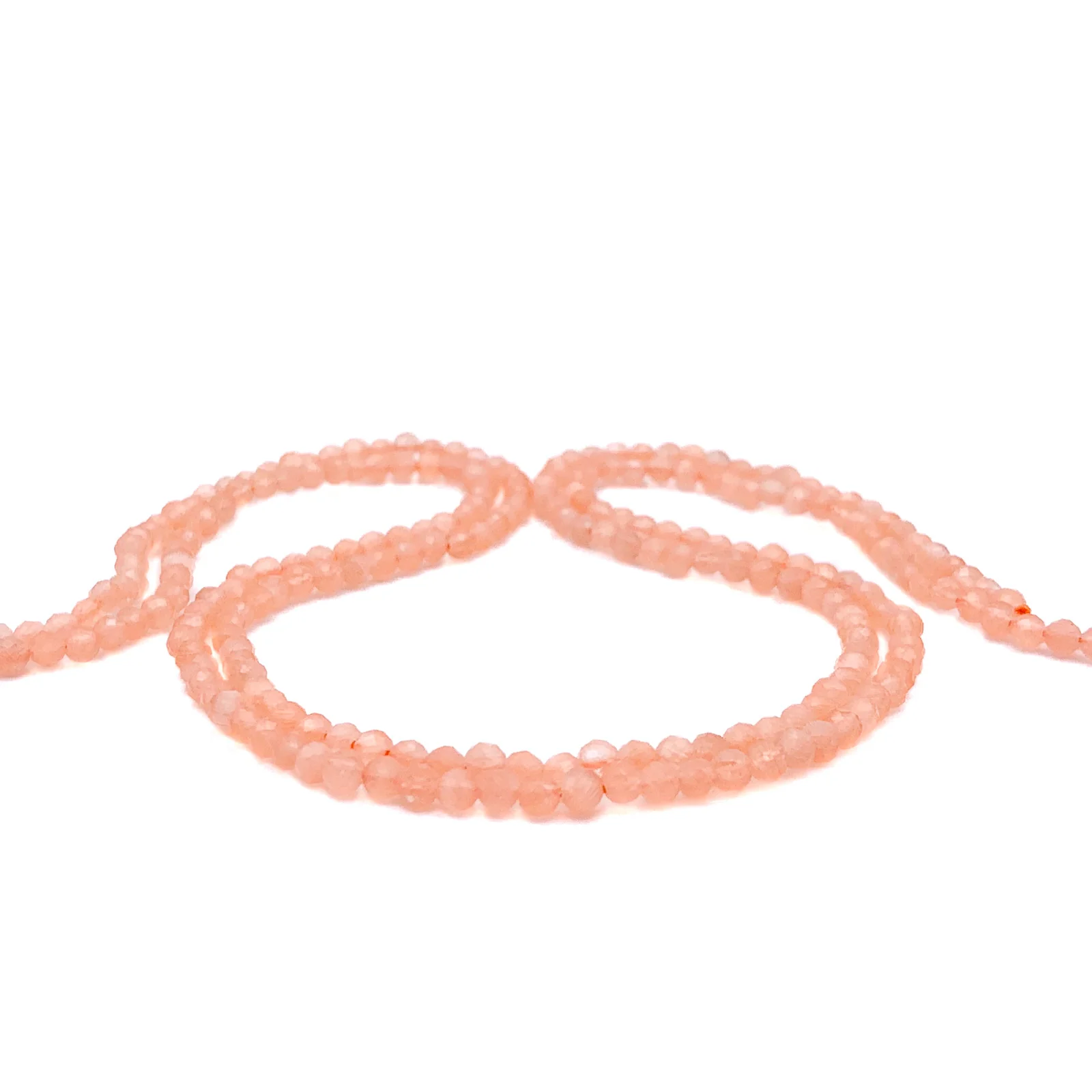 Moonstone Peach 3mm Faceted Round Bead Strand - Image 6