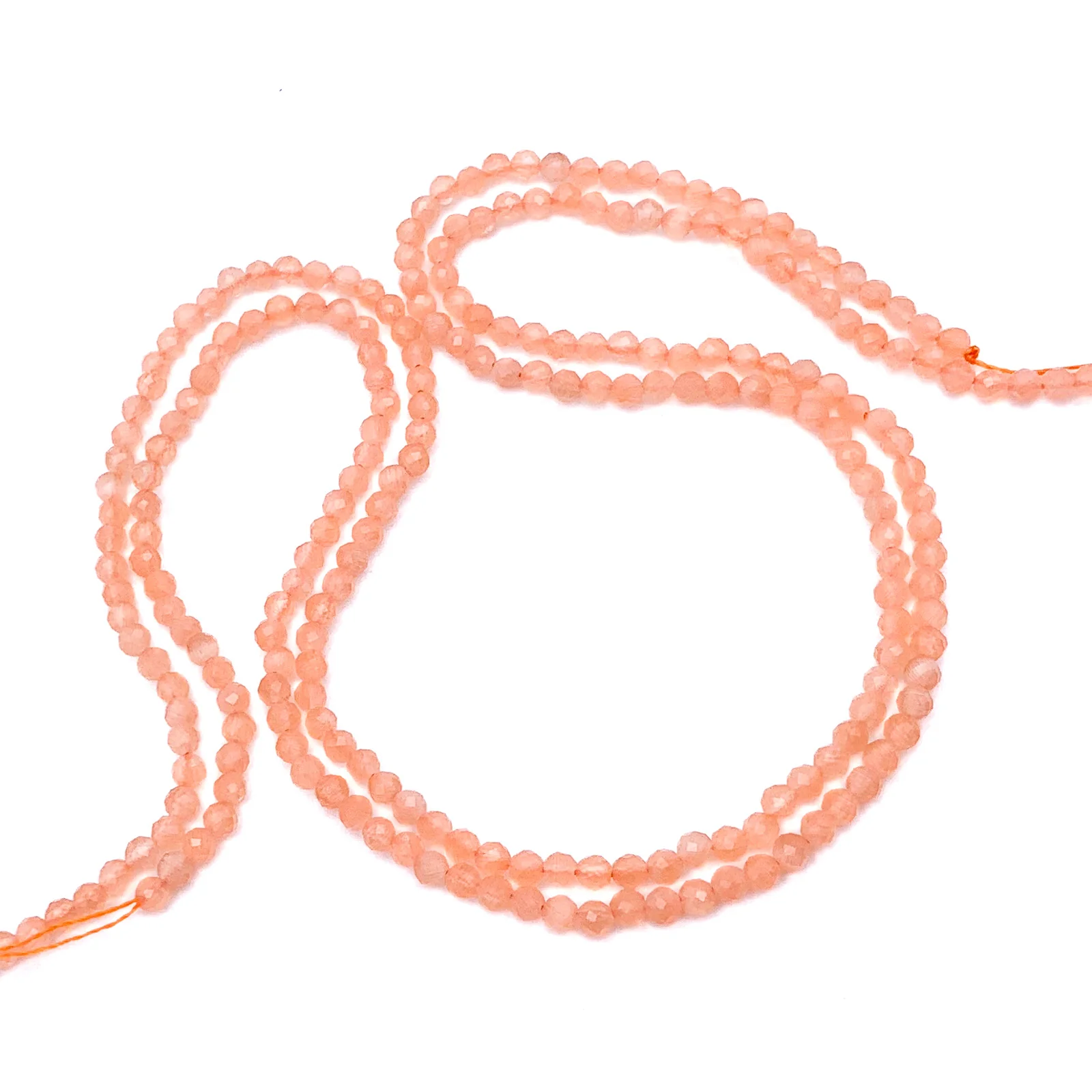 Moonstone Peach 3mm Faceted Round Bead Strand - Image 7