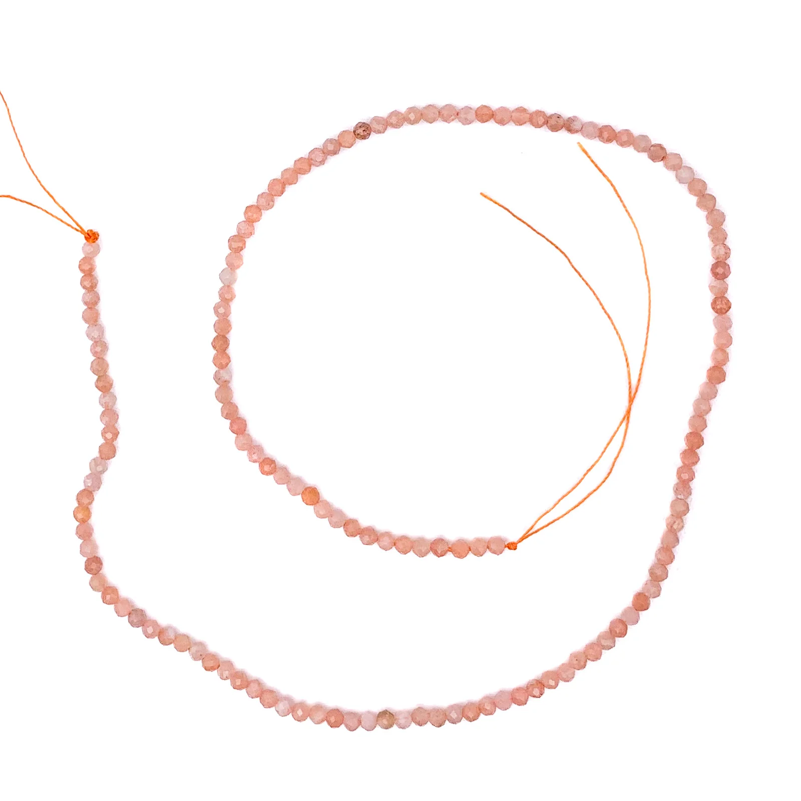 Moonstone Peach 3mm Faceted Rounds Bead Strand - Image 2