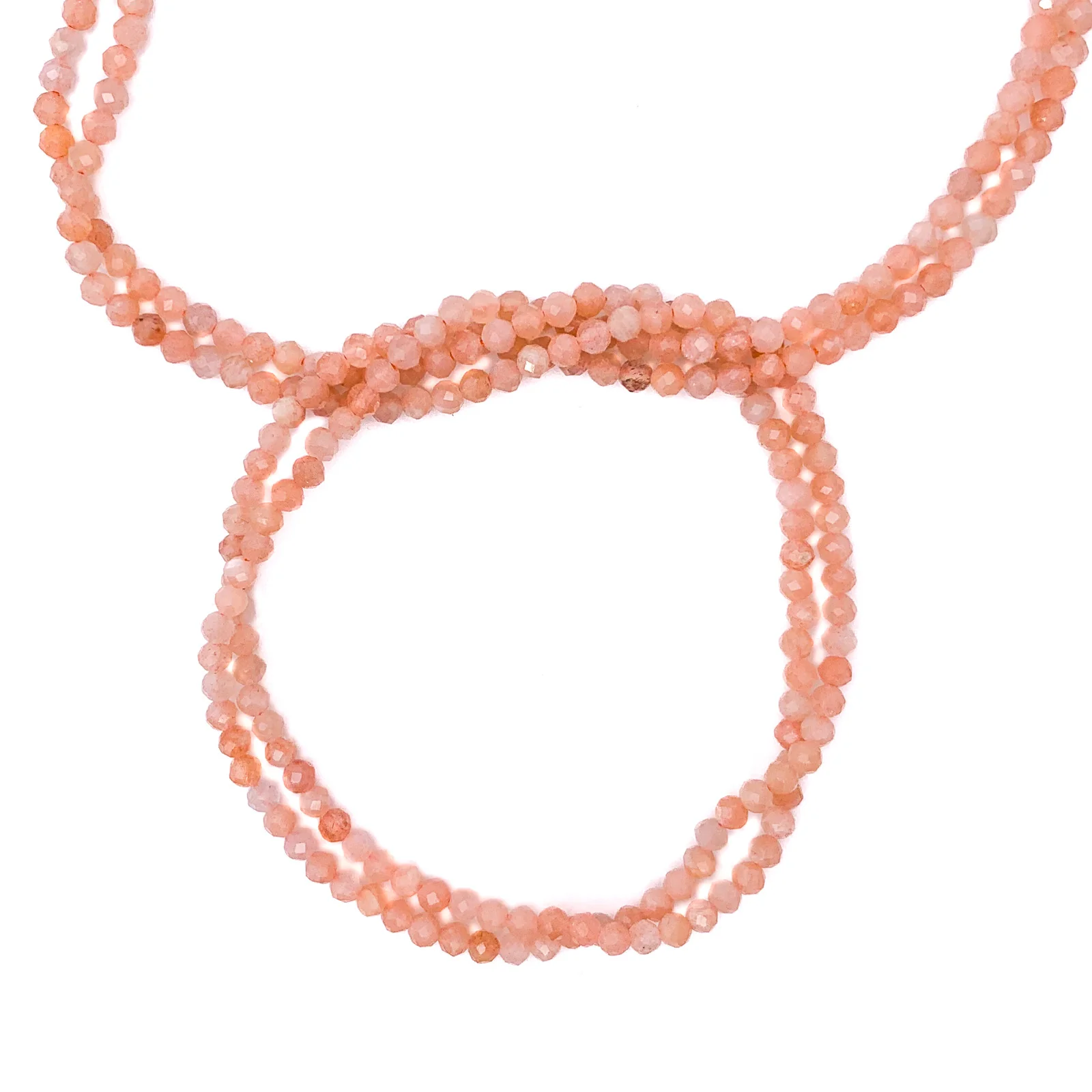 Moonstone Peach 3mm Faceted Rounds Bead Strand - Image 3