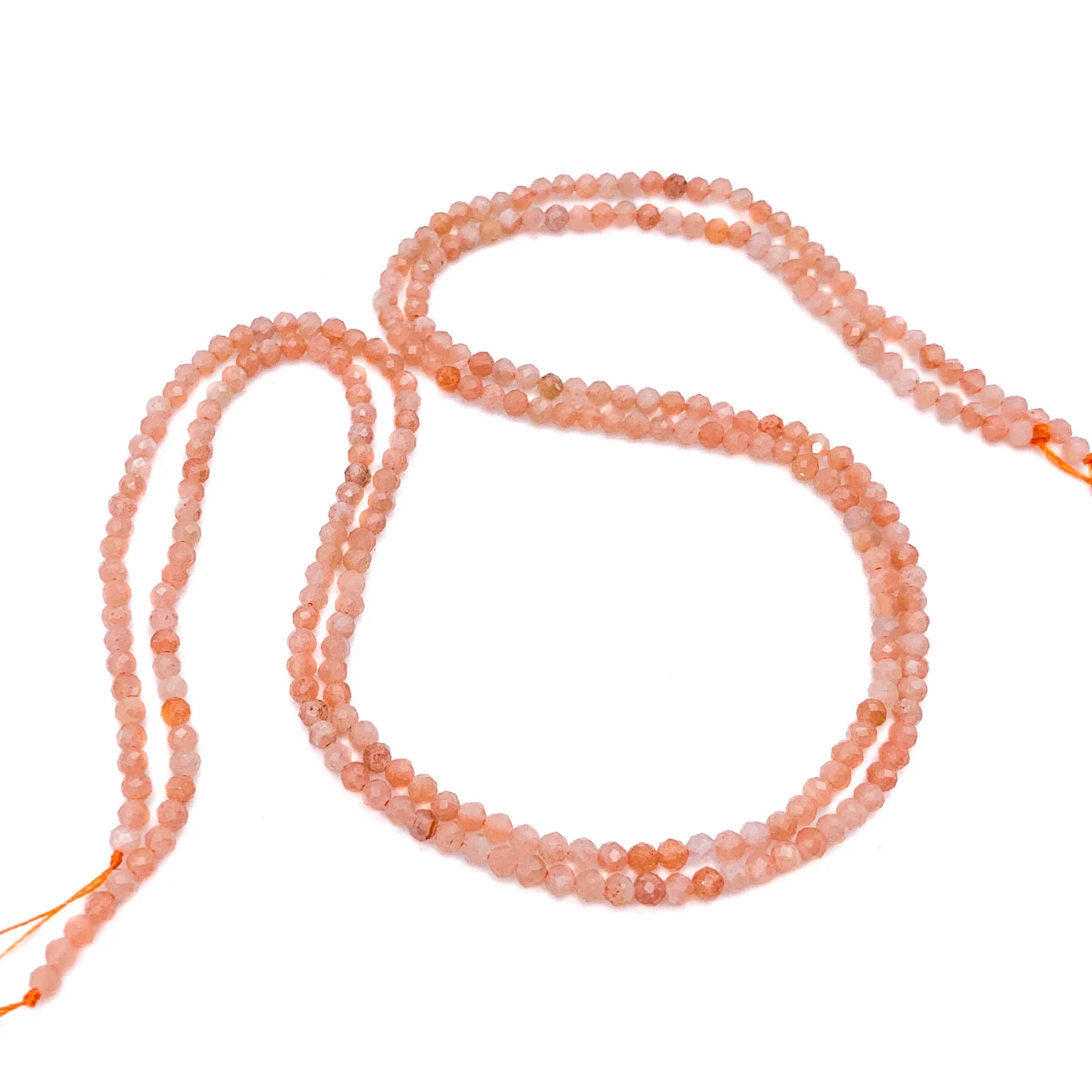 Moonstone Peach 3mm Faceted Rounds Bead Strand - Image 6