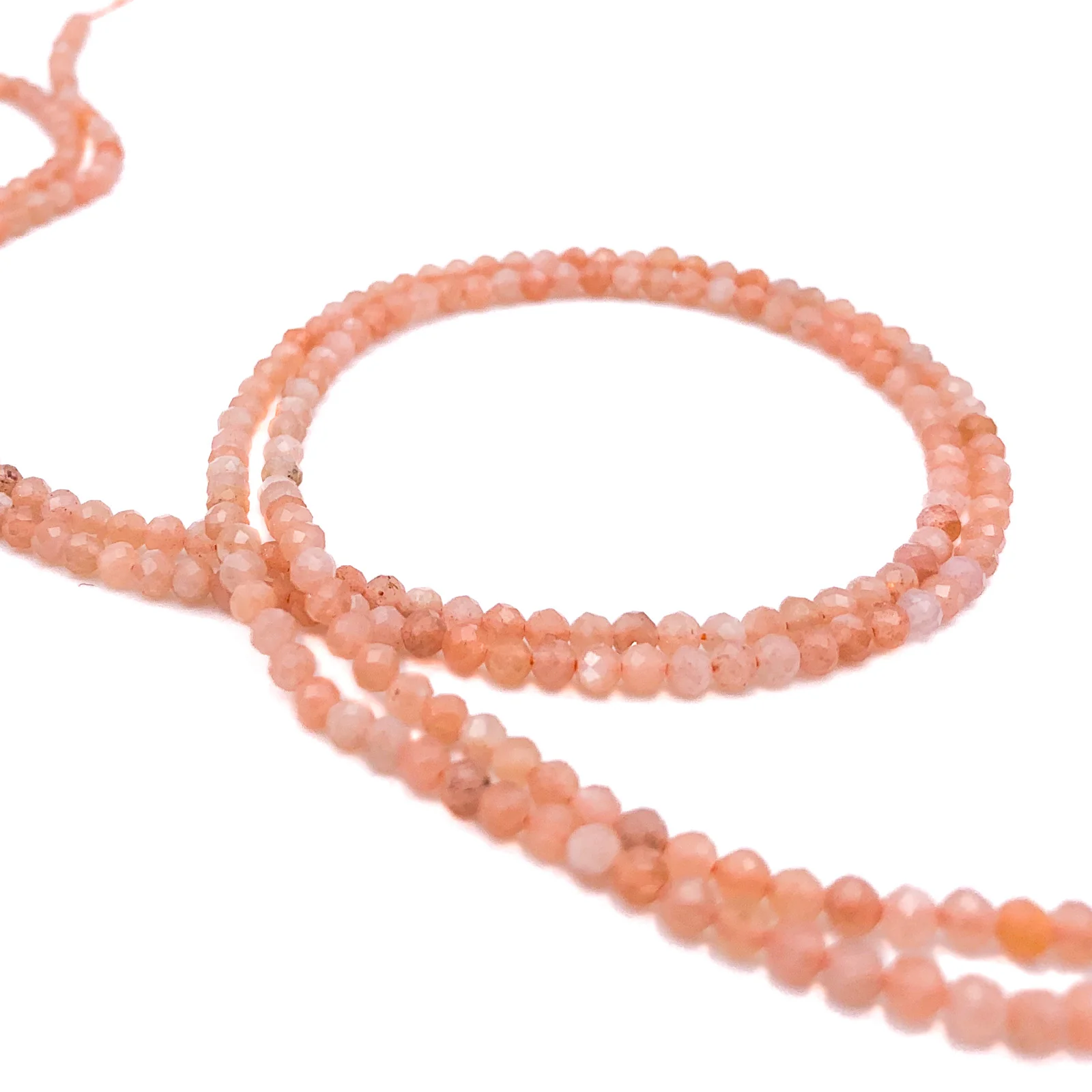 Moonstone Peach 3mm Faceted Rounds Bead Strand - Image 7
