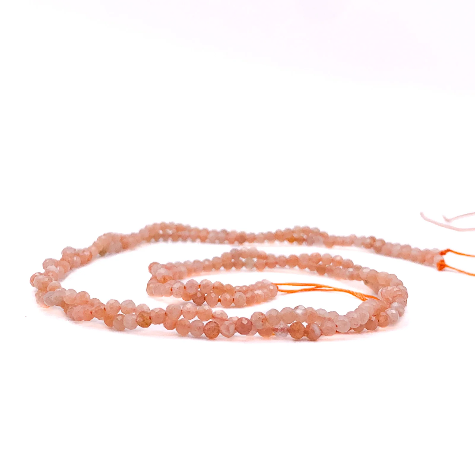 Moonstone Peach 3mm Faceted Rounds Bead Strand - Image 9