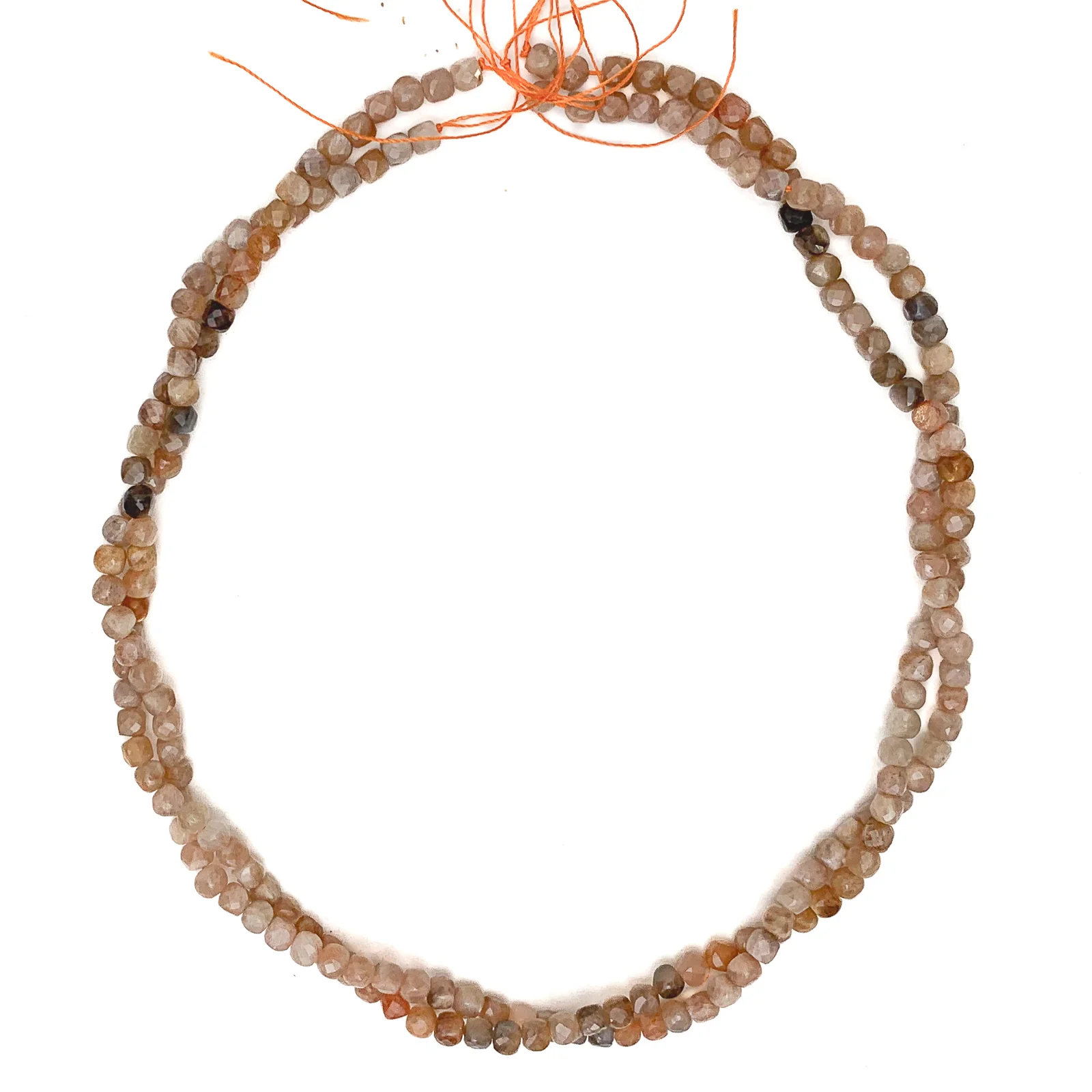 Moonstone Peach / Grey 4.5mm Faceted Cubes Bead Strand - Image 3