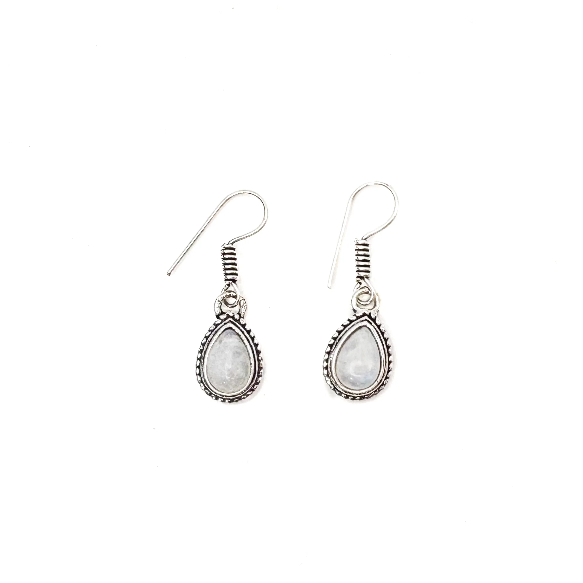 Moonstone Small Teardrop White Brass Earrings - Image 2