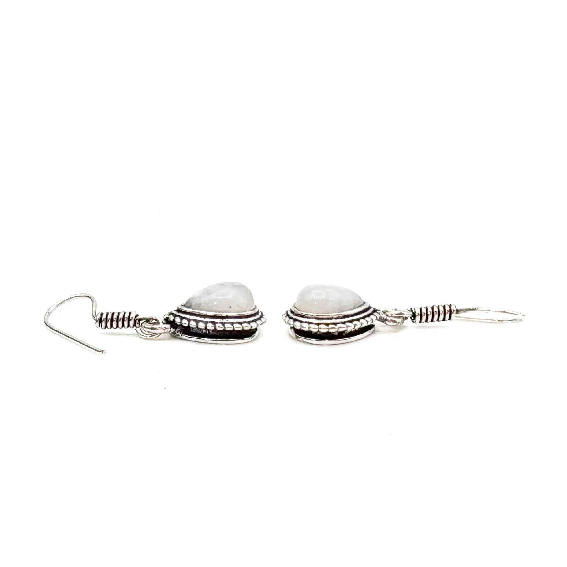 Moonstone Small Teardrop White Brass Earrings - Image 5