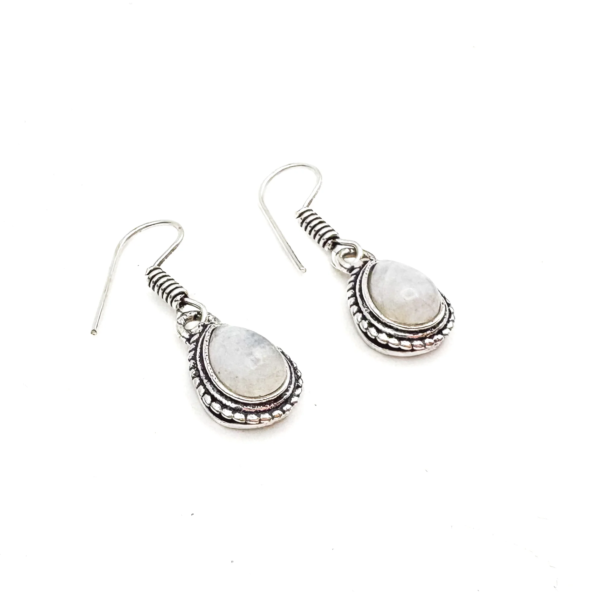 Moonstone Small Teardrop White Brass Earrings - Image 7