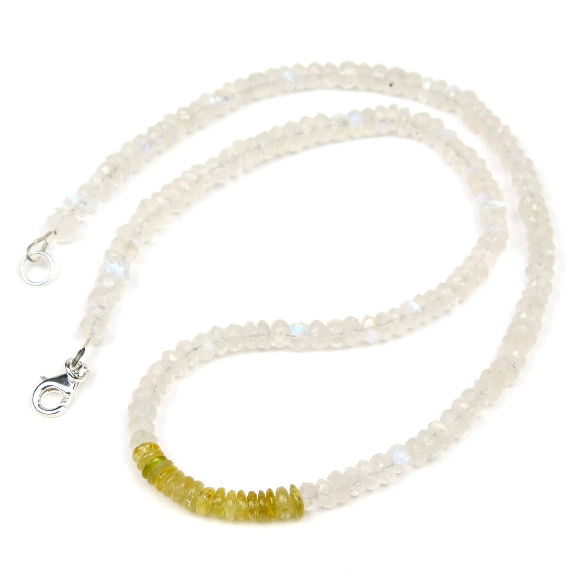 Moonstone with Beryl Necklace with Sterling Silver Trigger Clasp - Image 2