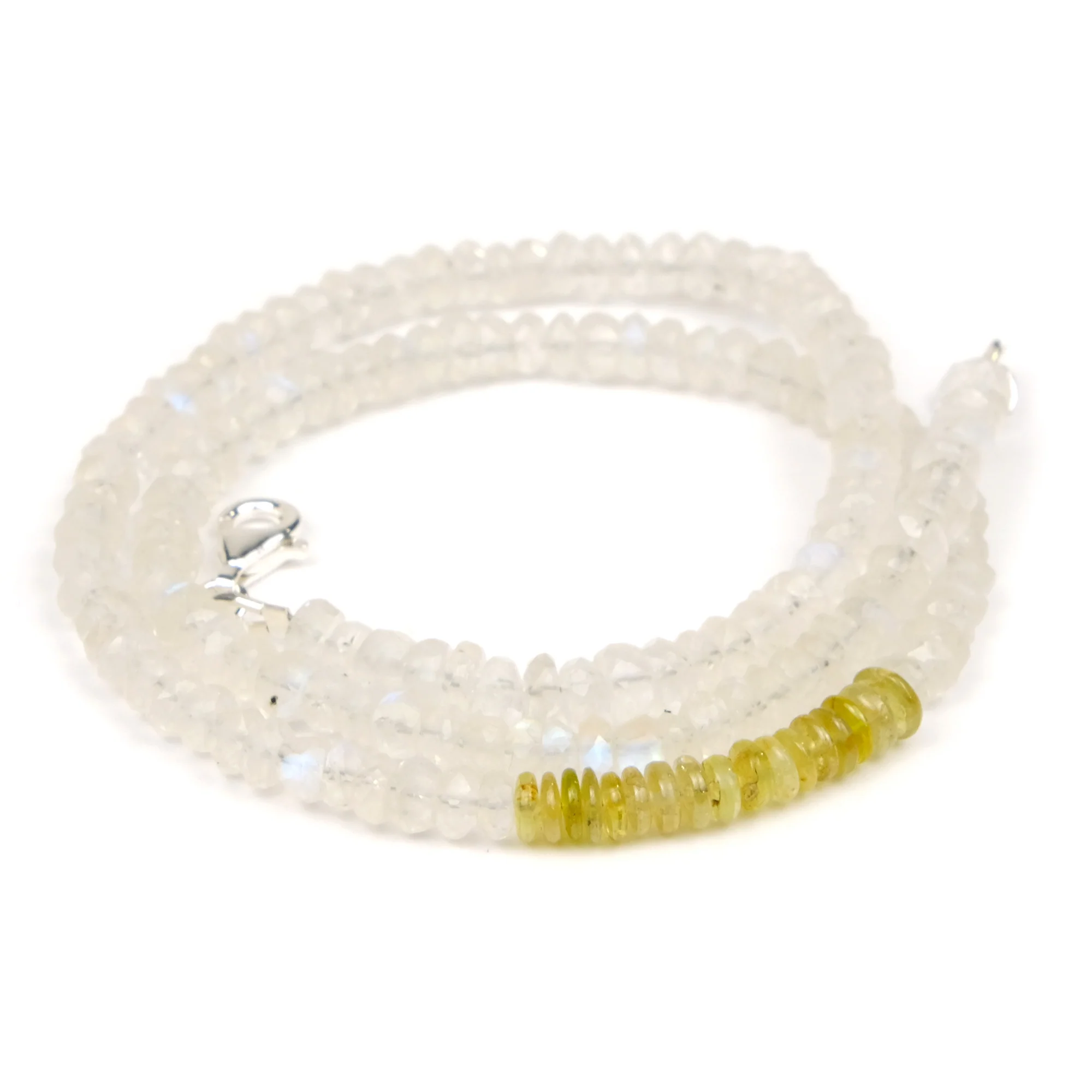 Moonstone with Beryl Necklace with Sterling Silver Trigger Clasp - Image 3