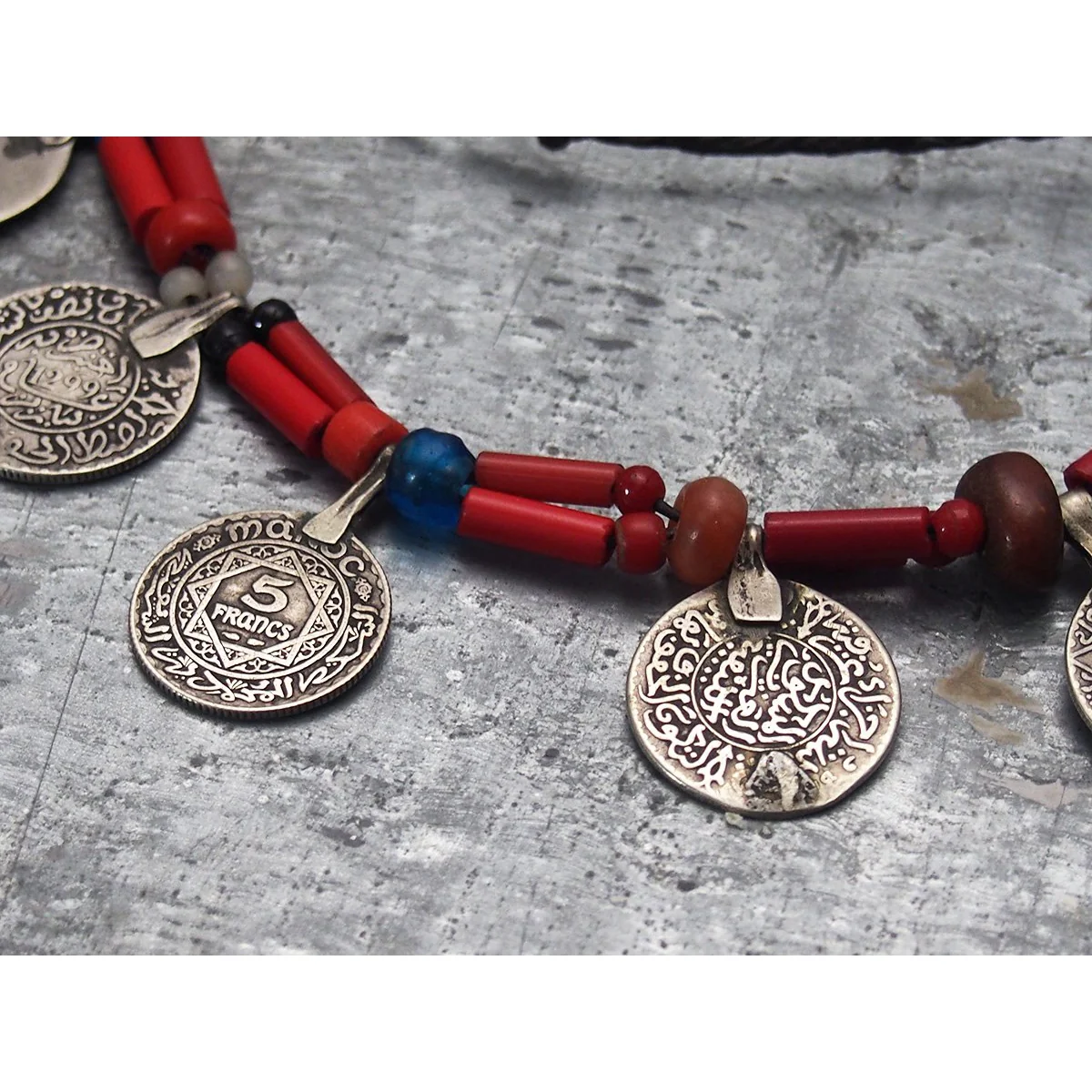 Moroccan Antique Silver Coin with Seal of Solomon Dowry Necklace 1 - Image 2