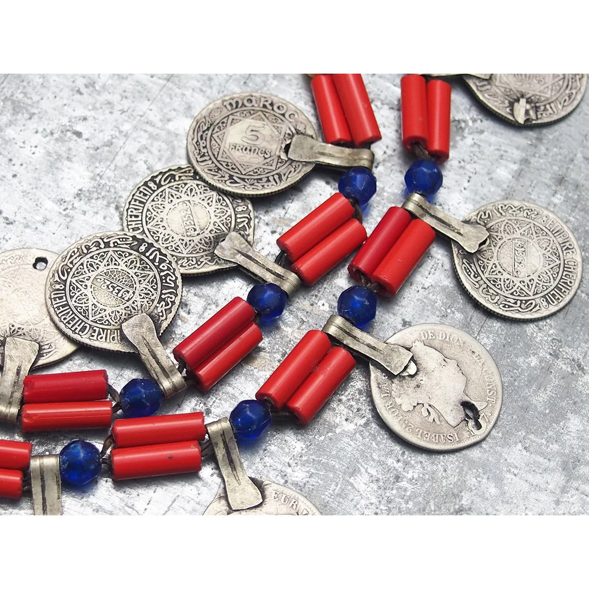 Moroccan Antique Silver Coin with Seal of Solomon Dowry Necklace 2 - Image 3