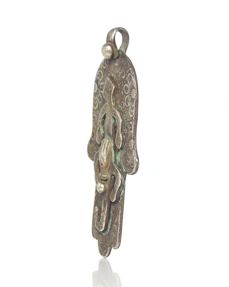 Moroccan Hamsa Pendant 8 w/Salamander and Hand Overlay - Image 2