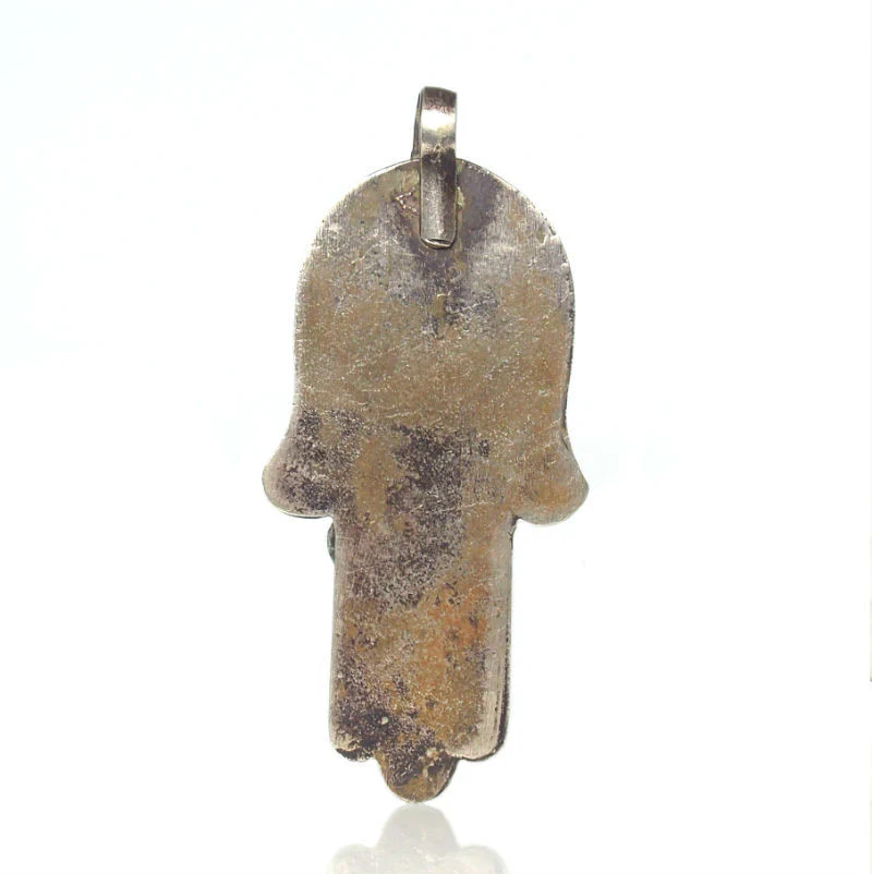 Moroccan Hamsa Pendant 8 w/Salamander and Hand Overlay - Image 3