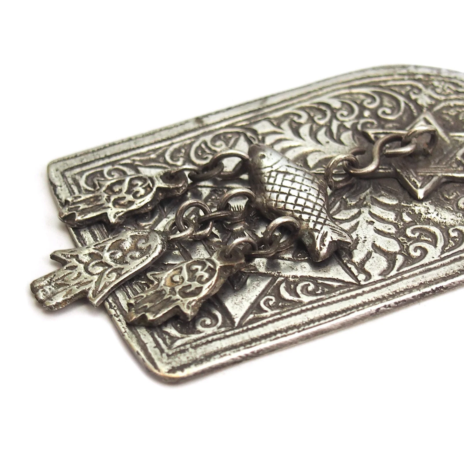 Moroccan Judaica Fish Amulet Hamsa Pendant from Essaouira circa 1950 -1 - Image 3