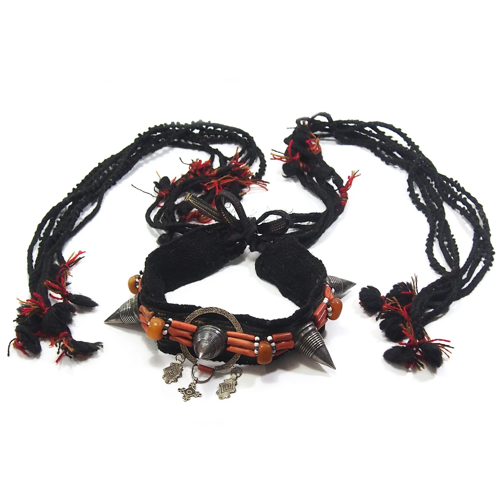 Moroccan Silver/Coral Horned Headpiece Crown - Image 5