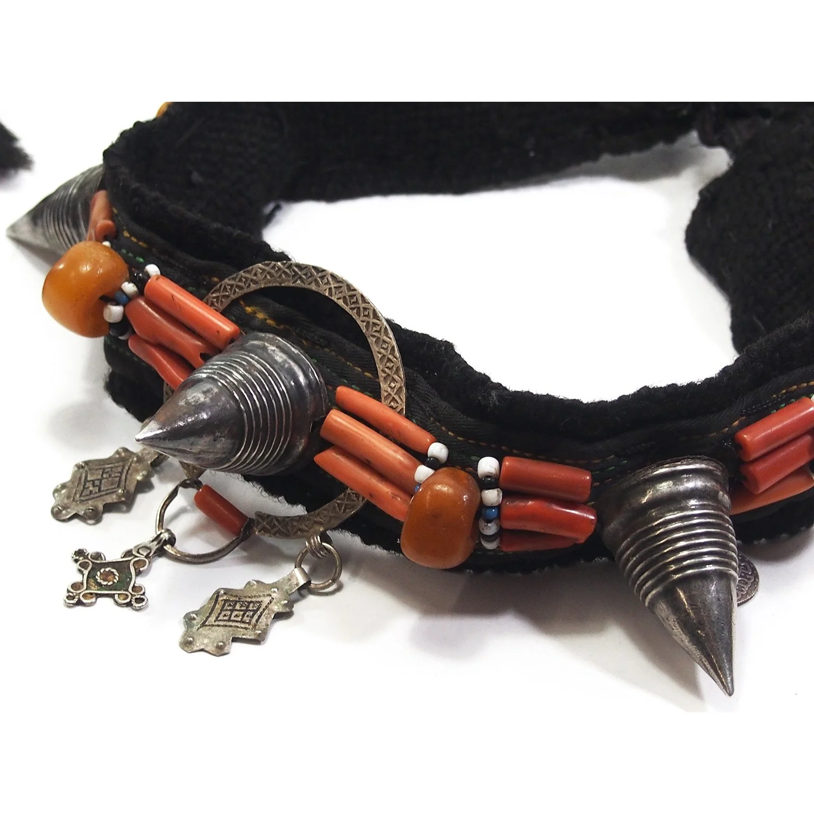Moroccan Silver/Coral Horned Headpiece Crown - Image 6