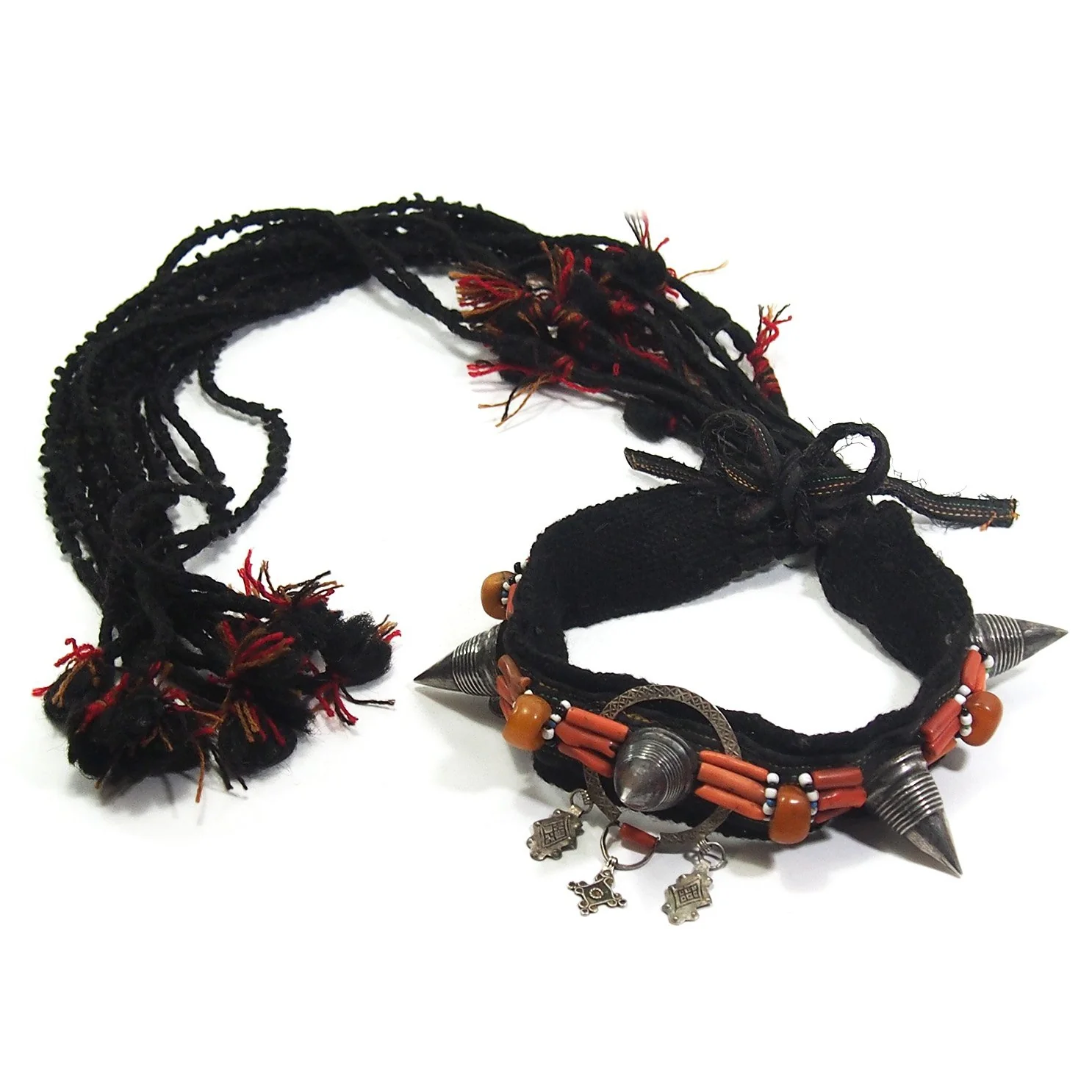 Moroccan Silver/Coral Horned Headpiece Crown - Image 7