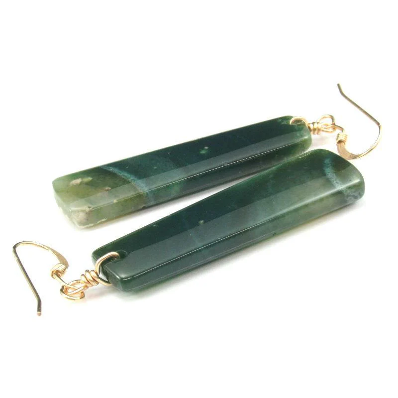 Moss Agate Earrings with Gold Filled French Ear Wires - Image 3
