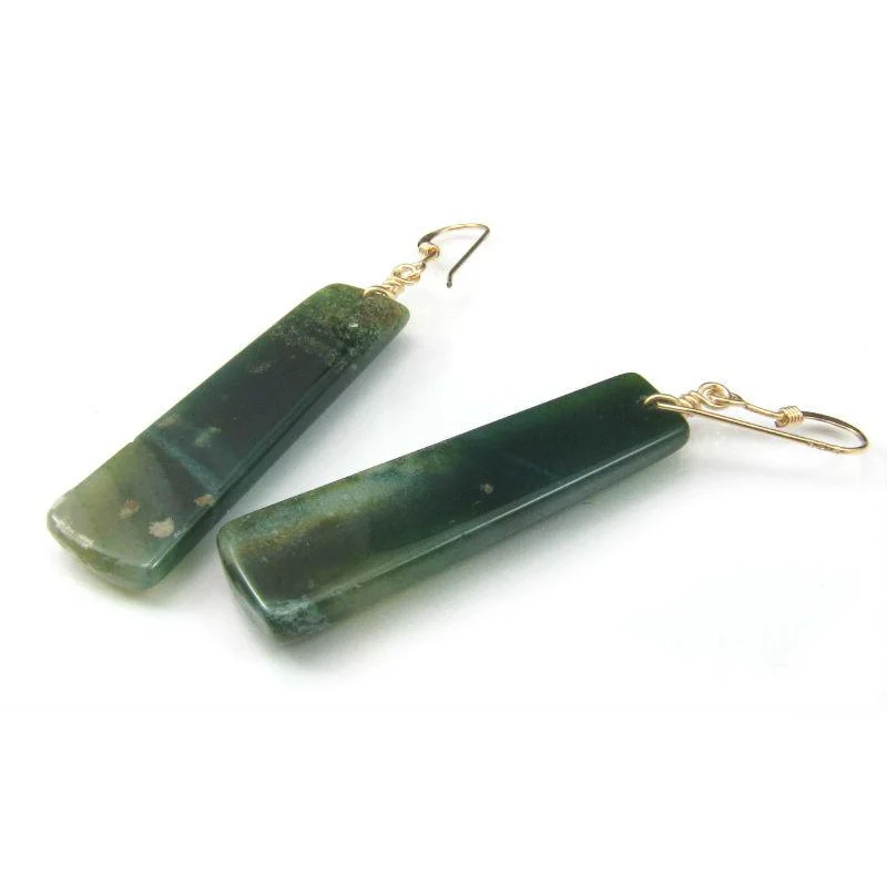 Moss Agate Earrings with Gold Filled French Ear Wires - Image 4
