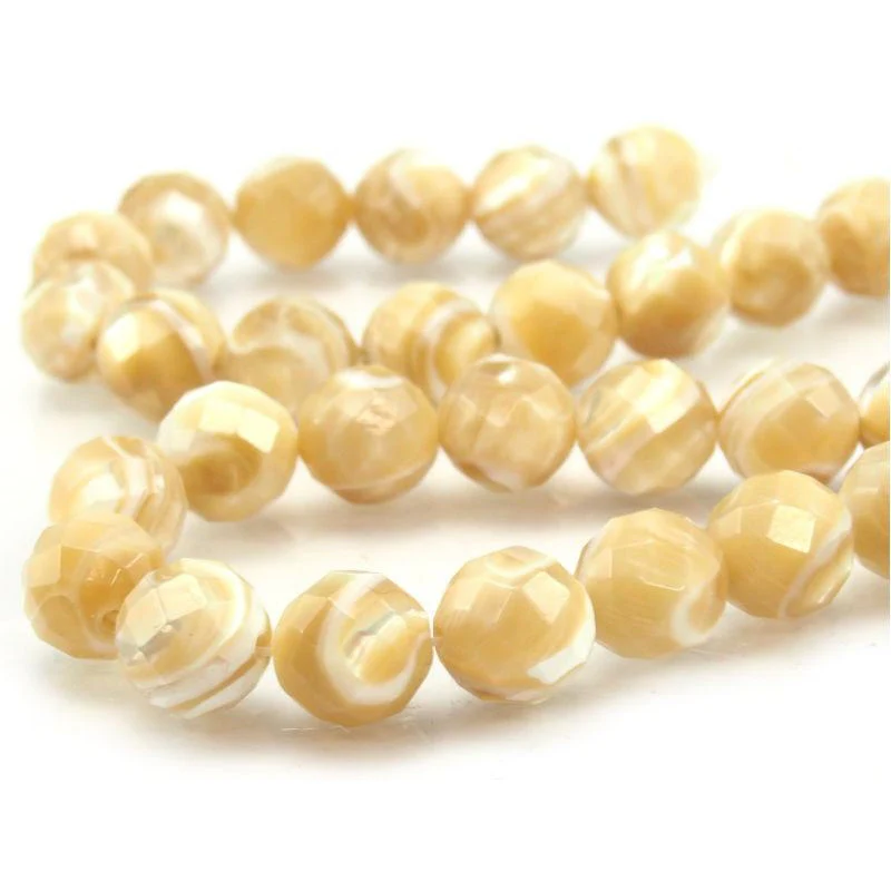 Mother of Pearl Faceted Rounds 10mm Strand - Image 2