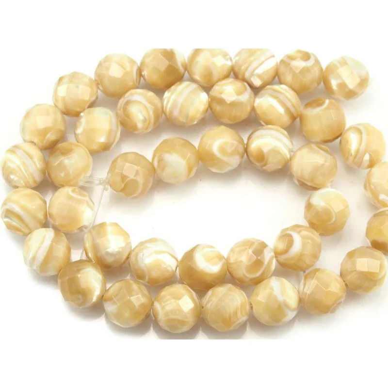 Mother of Pearl Faceted Rounds 10mm Strand - Image 3
