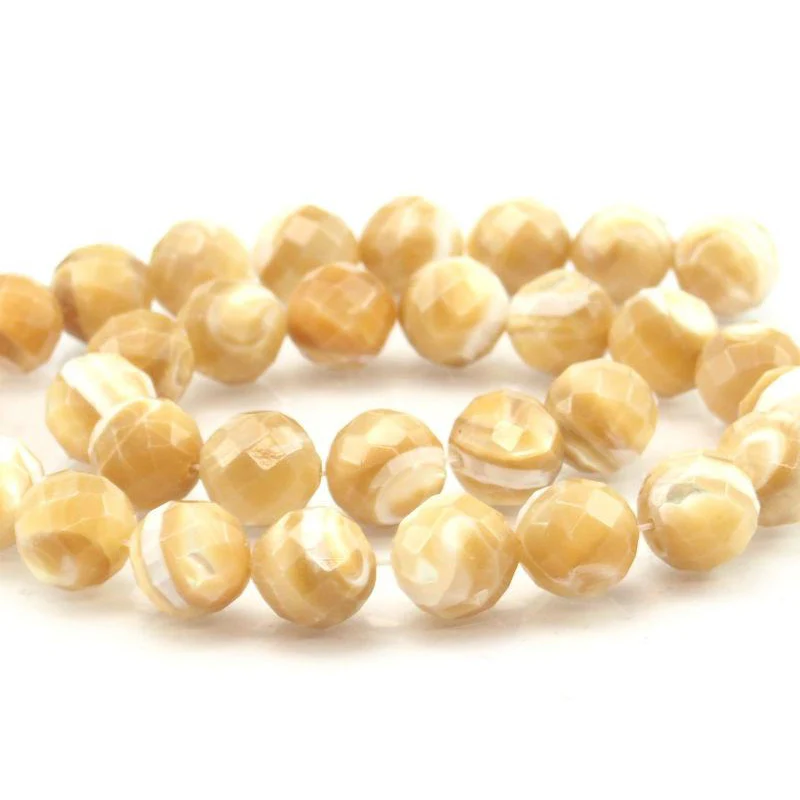 Mother of Pearl Faceted Rounds 12mm Strand - Image 3