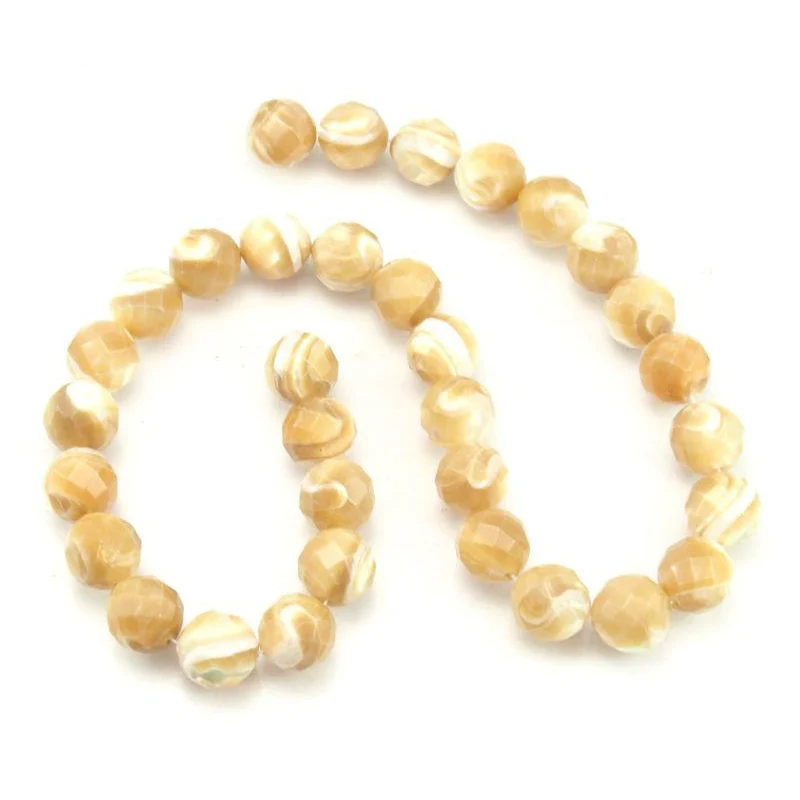 Mother of Pearl Faceted Rounds 12mm Strand - Image 4