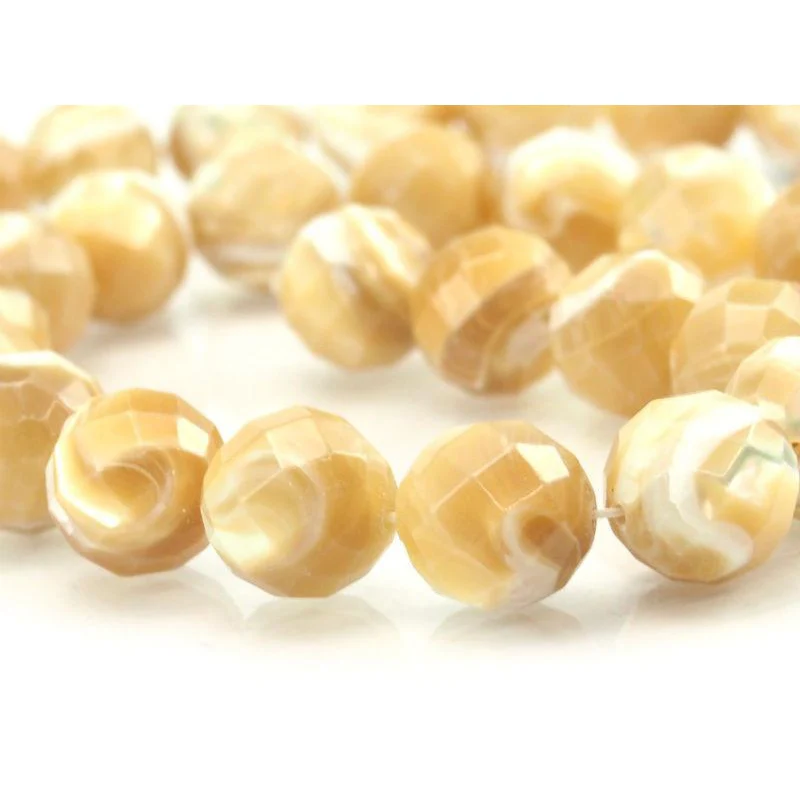 Mother of Pearl Faceted Rounds 12mm Strand - Image 5