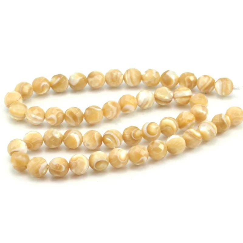 Mother of Pearl Faceted Rounds 8mm Strand - Image 2