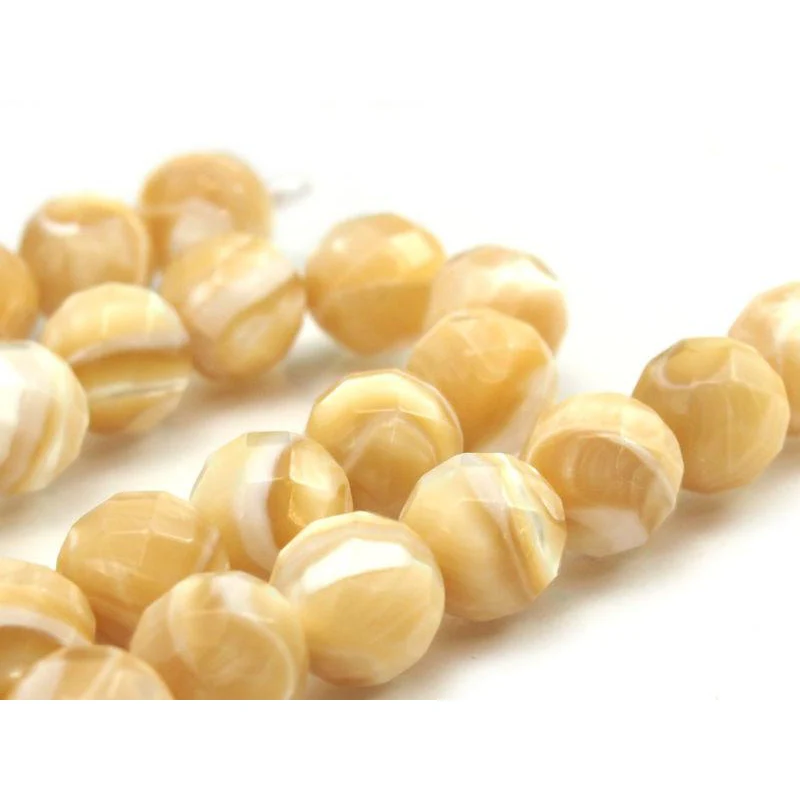 Mother of Pearl Faceted Rounds 8mm Strand - Image 3