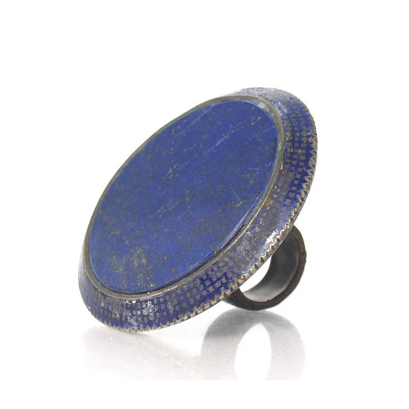 Multan Valley Lapis Lazuli Enamel Rings Mid 20th Century 2 - Image 3