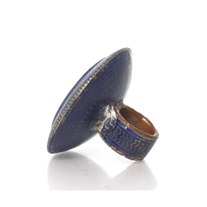 Multan Valley Lapis Lazuli Enamel Rings Mid 20th Century 3 - Image 2