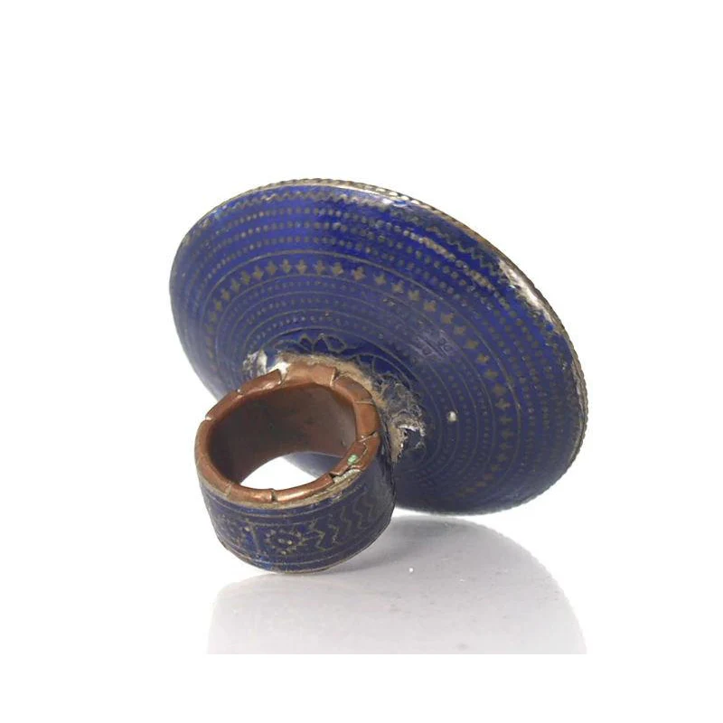 Multan Valley Lapis Lazuli Enamel Rings Mid 20th Century 3 - Image 3