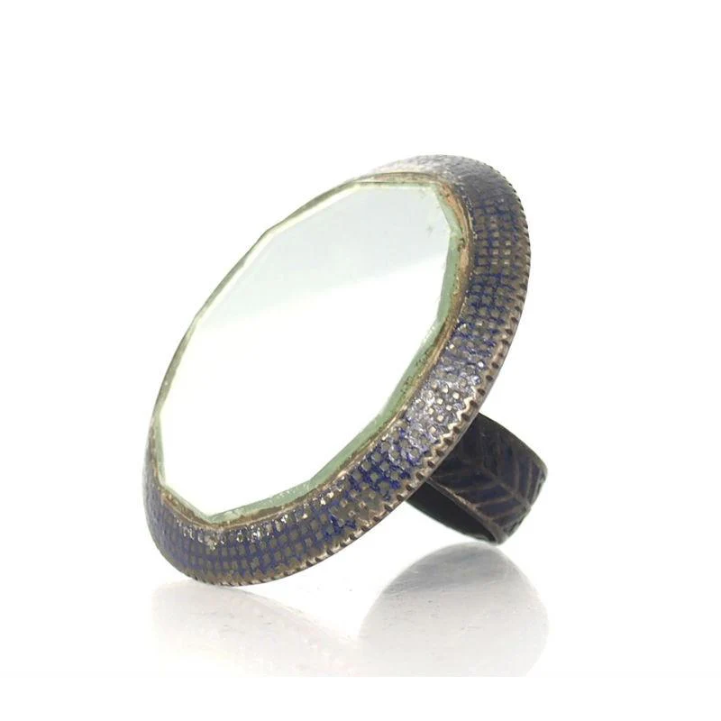 Multan Valley Enamel Ring with Mirror ca. Mid 20th Century 1 - Image 2