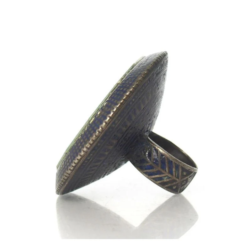 Multan Valley Enamel Ring with Mirror ca. Mid 20th Century 1 - Image 3