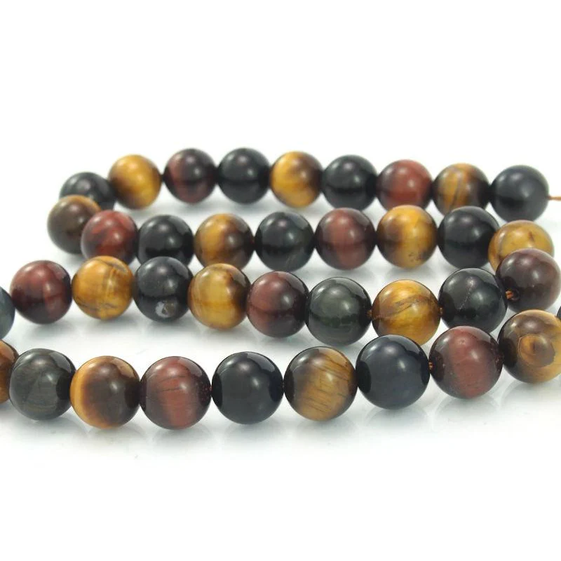Multi-Colored Tiger's Eye Smooth Rounds 10mm Bead Strand - Image 3
