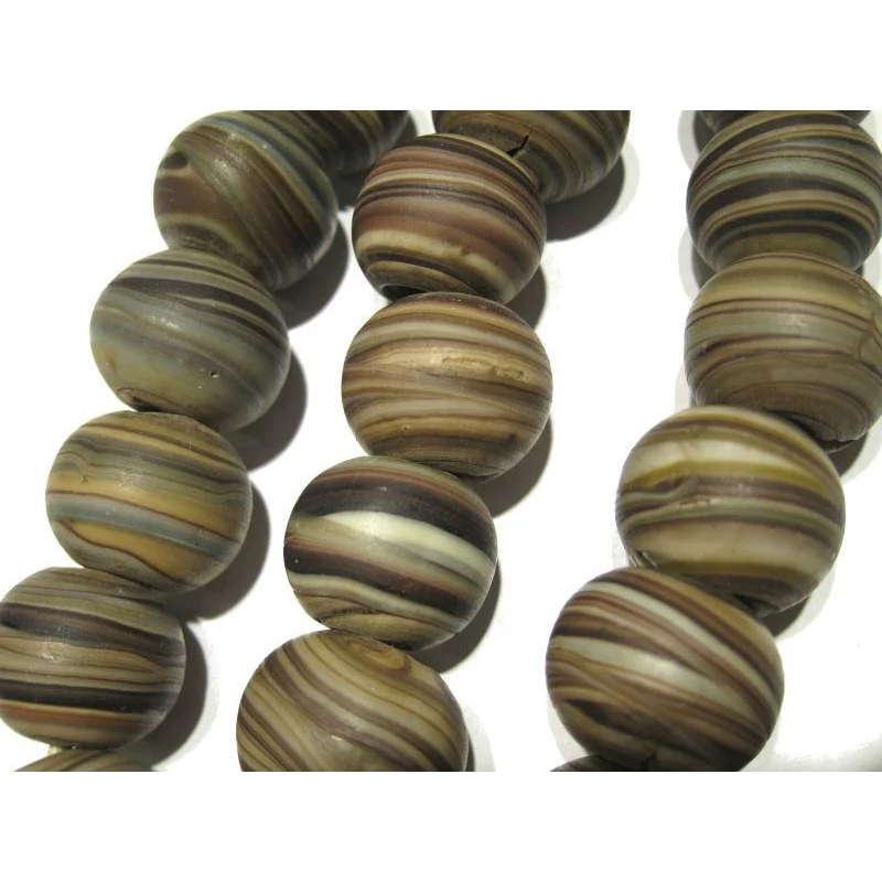 Naga Hand Wound Glass Trade Beads Resembling Banded Agates Necklace/Strand or Loose - Image 3