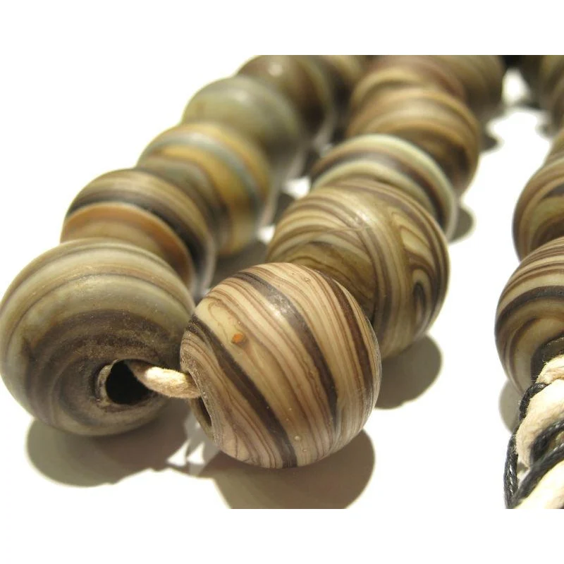 Naga Hand Wound Glass Trade Beads Resembling Banded Agates Necklace/Strand or Loose - Image 4