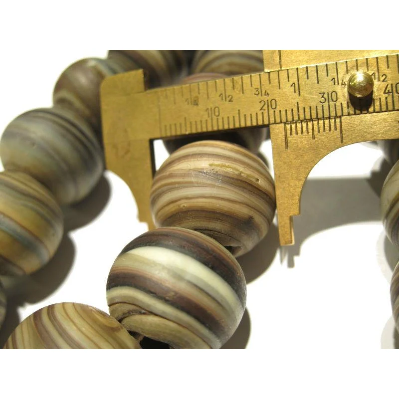 Naga Hand Wound Glass Trade Beads Resembling Banded Agates Necklace/Strand or Loose - Image 9