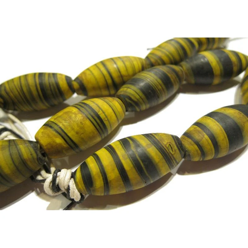 Dzi-style "Bumblebee" Barrels Glass Trade Bead Necklace/Strand or Loose - Image 4
