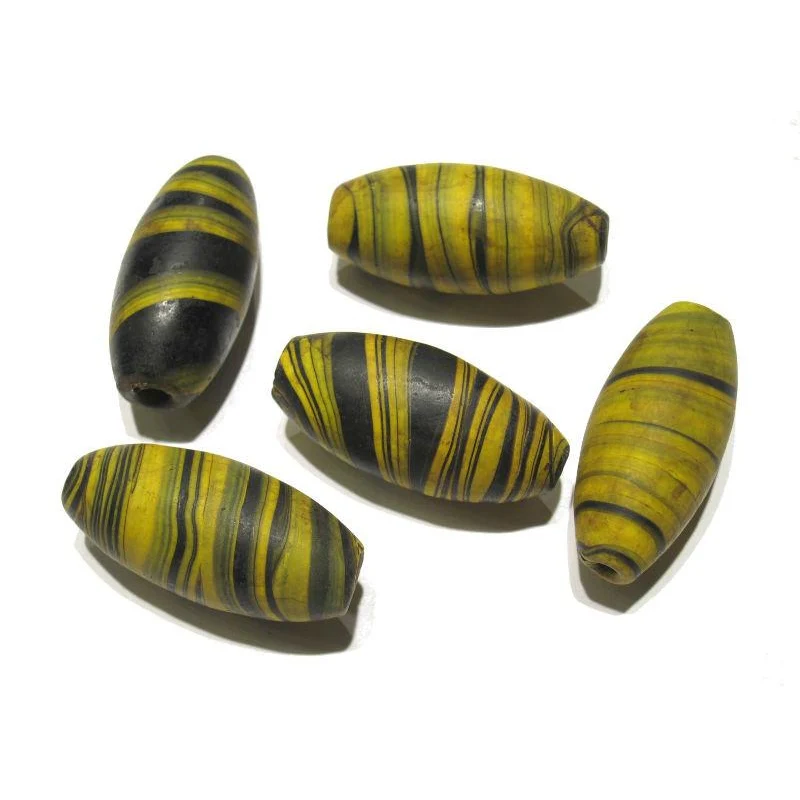 Dzi-style "Bumblebee" Barrels Glass Trade Bead Necklace/Strand or Loose - Image 6