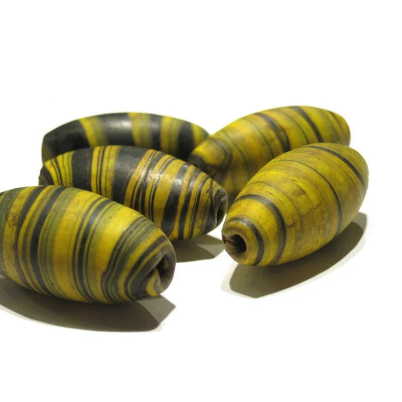 Dzi-style "Bumblebee" Barrels Glass Trade Bead Necklace/Strand or Loose - Image 7
