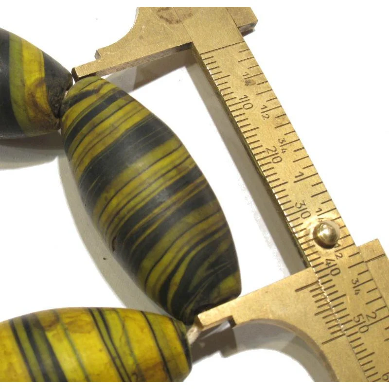 Dzi-style "Bumblebee" Barrels Glass Trade Bead Necklace/Strand or Loose - Image 8