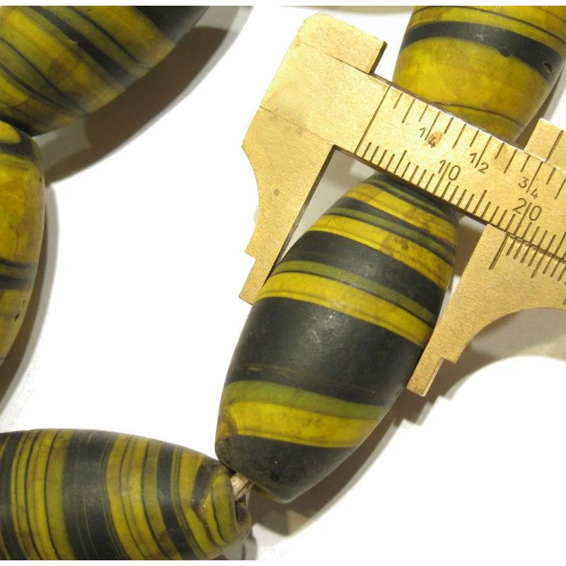 Dzi-style "Bumblebee" Barrels Glass Trade Bead Necklace/Strand or Loose - Image 9