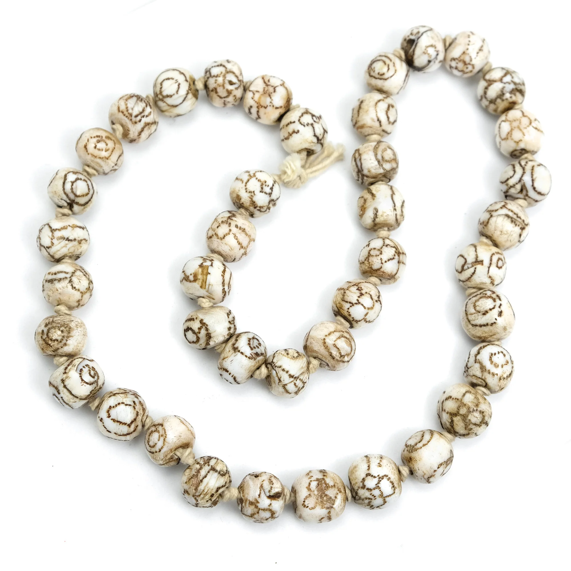Naga Tattooed Shell Bead Strand Necklace - Image 3
