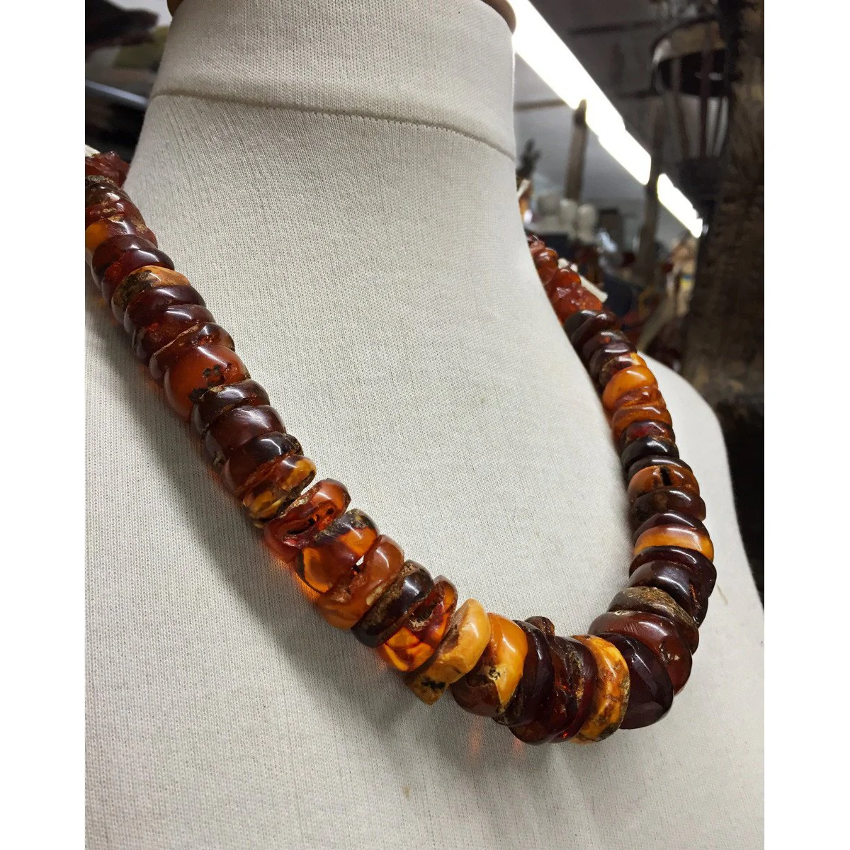Natural Baltic Amber Sliced Nugget Trade Necklace/Strand - Image 6