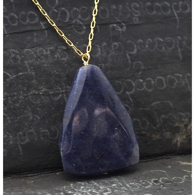 Natural Blue Aventurine Necklace On Gold Filled Chain With Gold Filled Trigger Clasp - Image 2