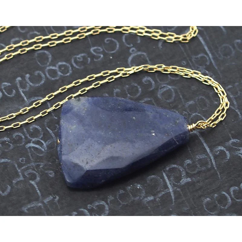 Natural Blue Aventurine Necklace On Gold Filled Chain With Gold Filled Trigger Clasp - Image 3